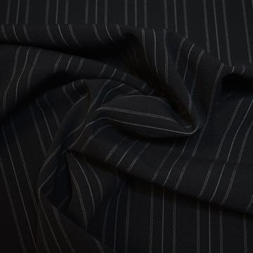 Klasično blago za krila hlače - črno s svetlo sivimi črtami