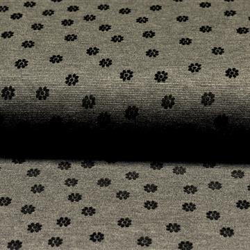 Jersey debelejši - drobni flok cvetovi na temno sivi
